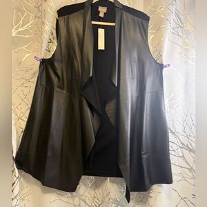 Chico’s Long Black Women's Open Front Vest.